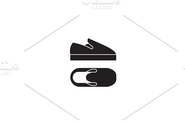 Slip-on shoes black vector concept