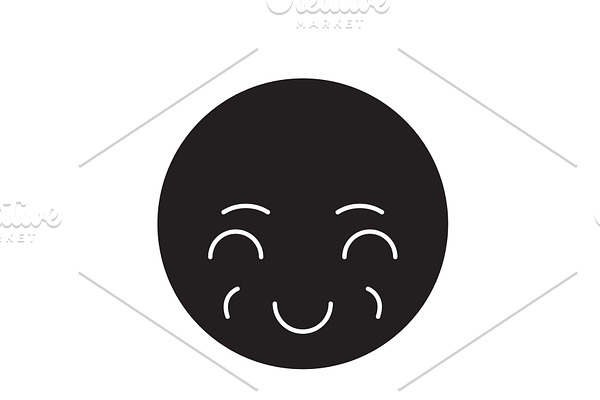 Sly emoji black vector concept icon