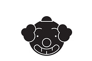 Smiling clown emoji black vector