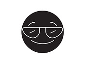Smiling emoji with sunglasses  blac