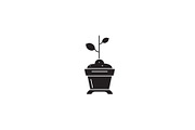 Sowing plant pot black vector