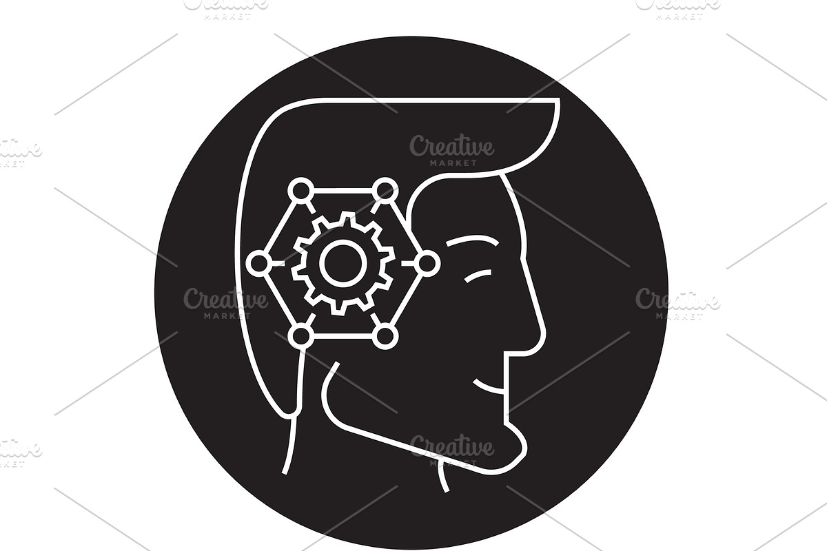 Strategic thinking head black vector in Illustrations - product preview 8