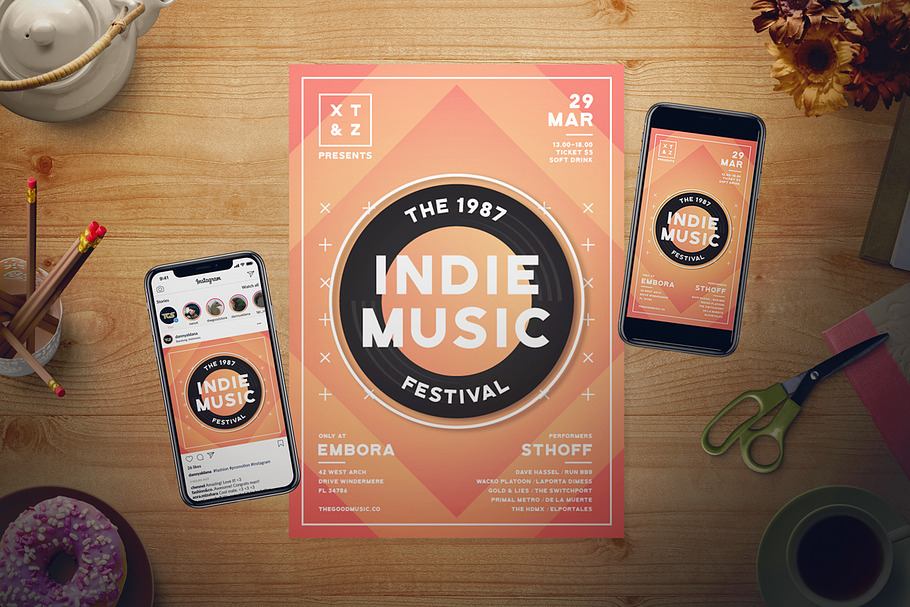 Indie Music Flyer Set in Flyer Templates - product preview 8