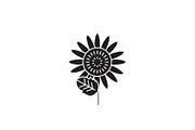 Sunflower black vector concept icon