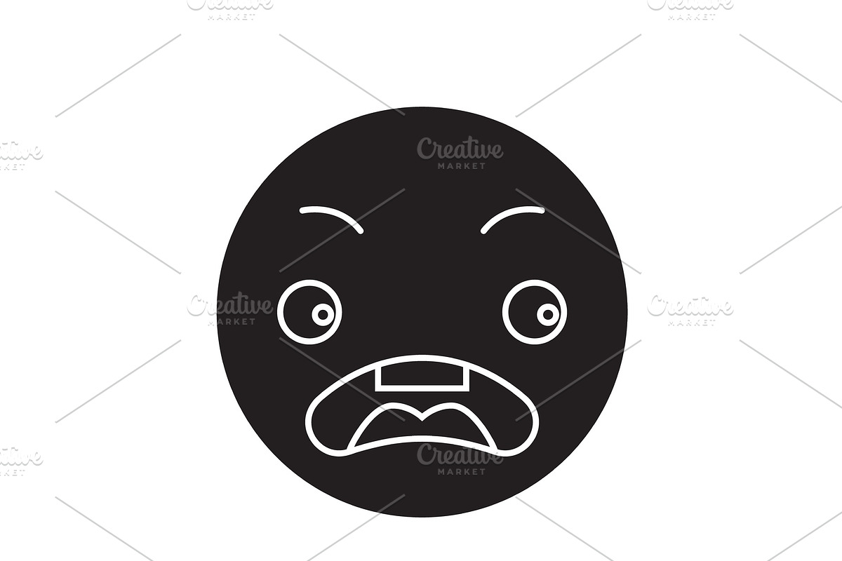 Surprised emoji black vector concept in Illustrations - product preview 8