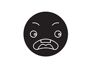 Surprised emoji black vector concept