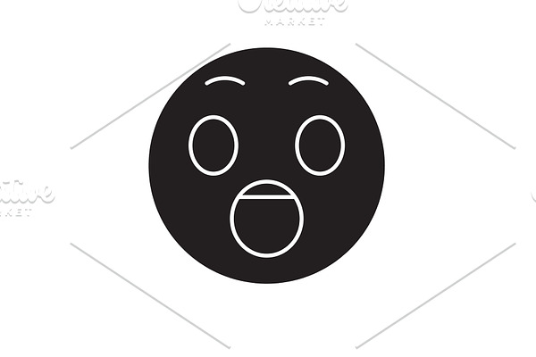 Surprised emoji black vector concept