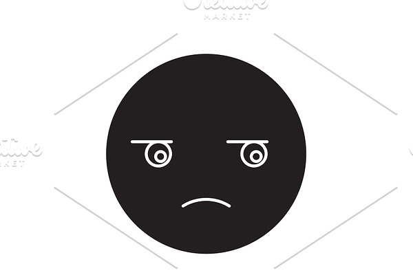 Suspicious emoji black vector