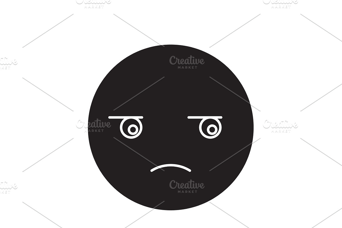 Suspicious emoji black vector in Illustrations - product preview 8