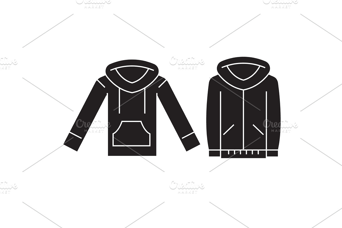 Sweatshirt hoodie black vector in Illustrations - product preview 8