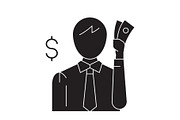 Thinking about money black vector
