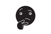 Thinking emoji black vector concept