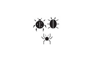 Three bugs black vector concept icon