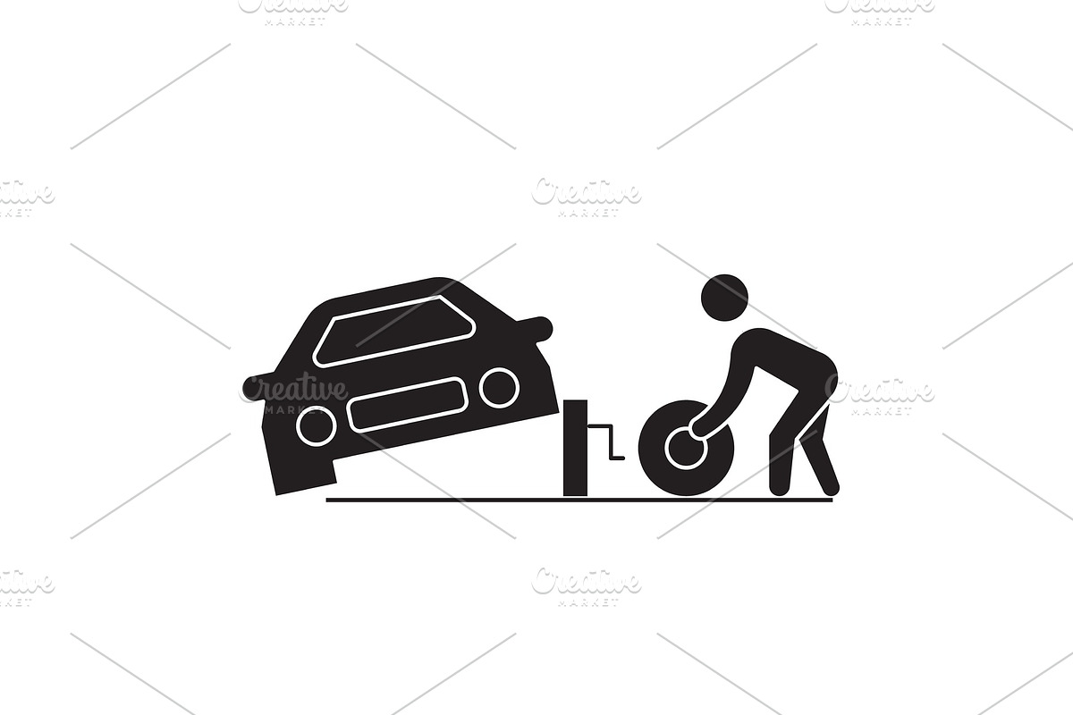 Tire replacement black vector in Illustrations - product preview 8