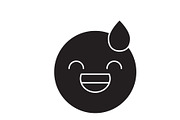 Tired emoji black vector concept