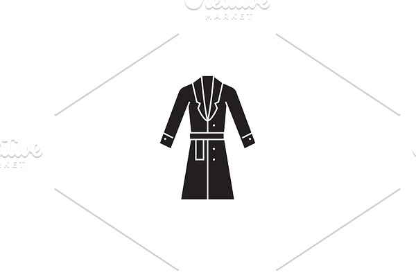 Topcoat, winter coat black vector
