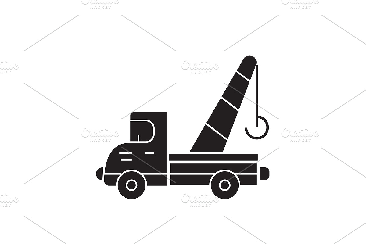 Towing truck black vector concept in Illustrations - product preview 8