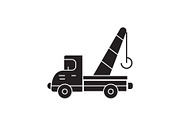 Towing truck black vector concept