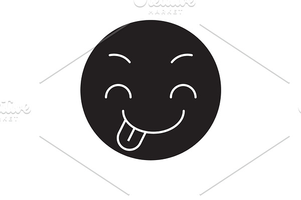 Tricky emoji black vector concept