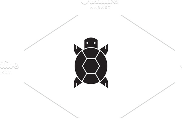 Turtle front view black vector