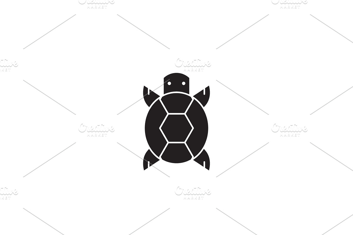 Turtle front view black vector in Illustrations - product preview 8