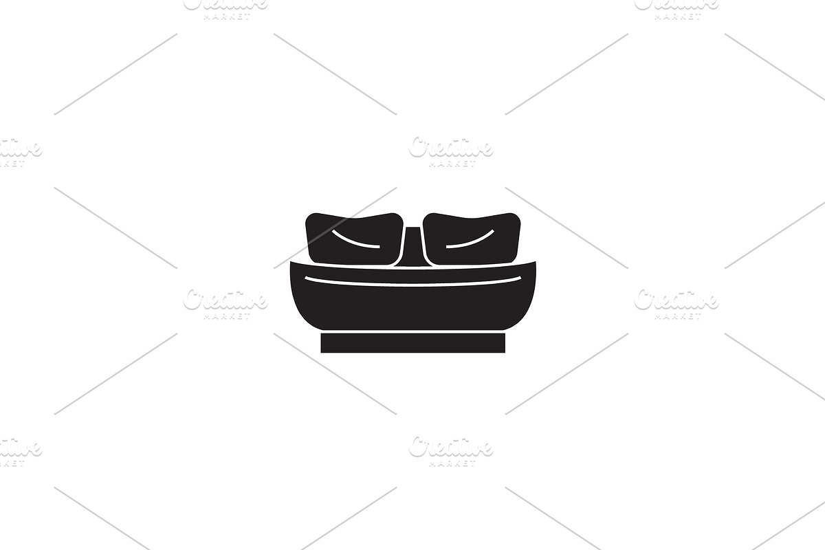 Twin bed black vector concept icon in Objects - product preview 8