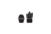 Two cactuses black vector concept