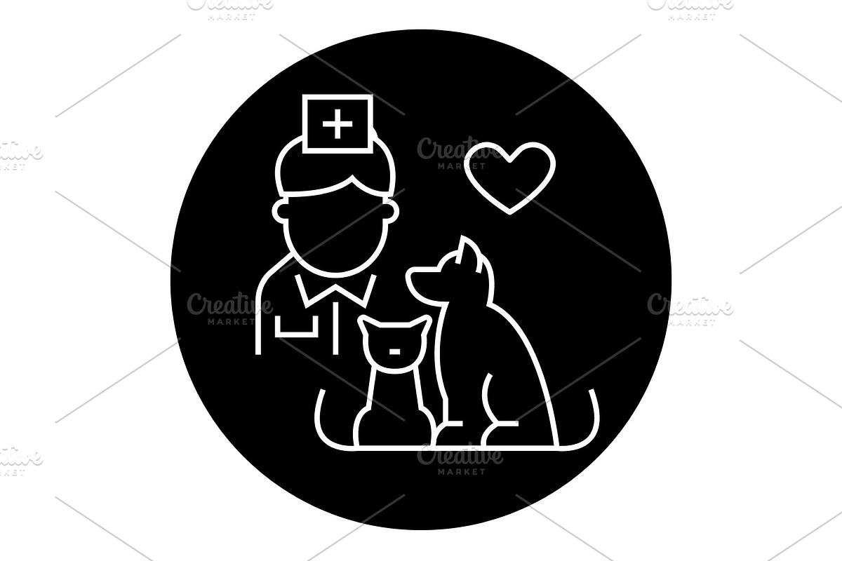 Veterinarian with dog and cat black in Illustrations - product preview 8