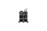 Waiter trolley black vector concept