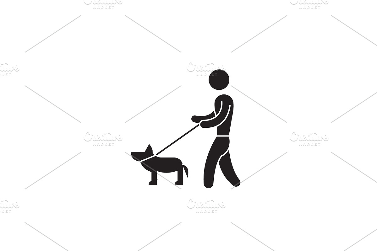 Walking with dog black vector in Illustrations - product preview 8