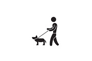 Walking with dog black vector