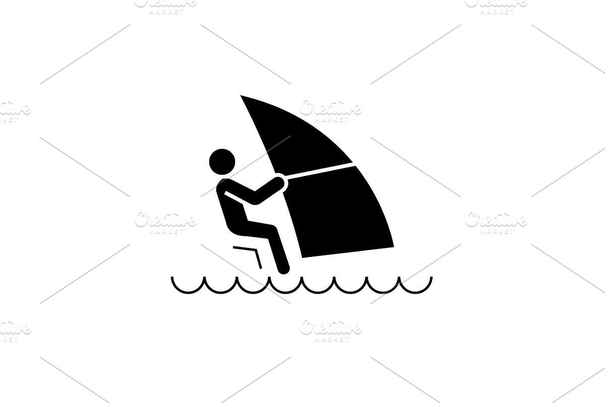 Windsurfing black vector concept in Objects - product preview 8