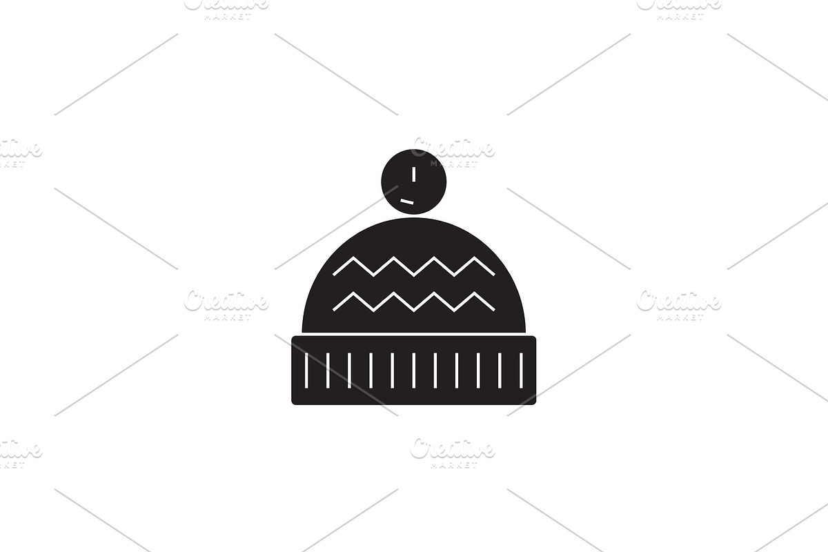 Winter hat black vector concept icon in Objects - product preview 8