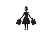 Woman shopping black vector concept