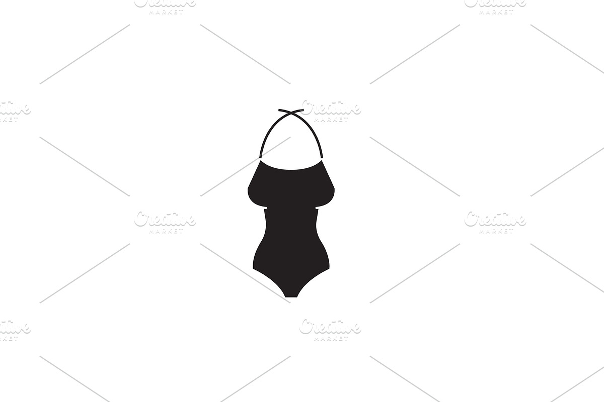 Woman swimming suit black vector in Illustrations - product preview 8