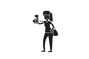 Woman taking a picture black vector