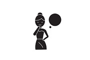 Woman thinking black vector concept