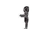 Woman with a cake black vector
