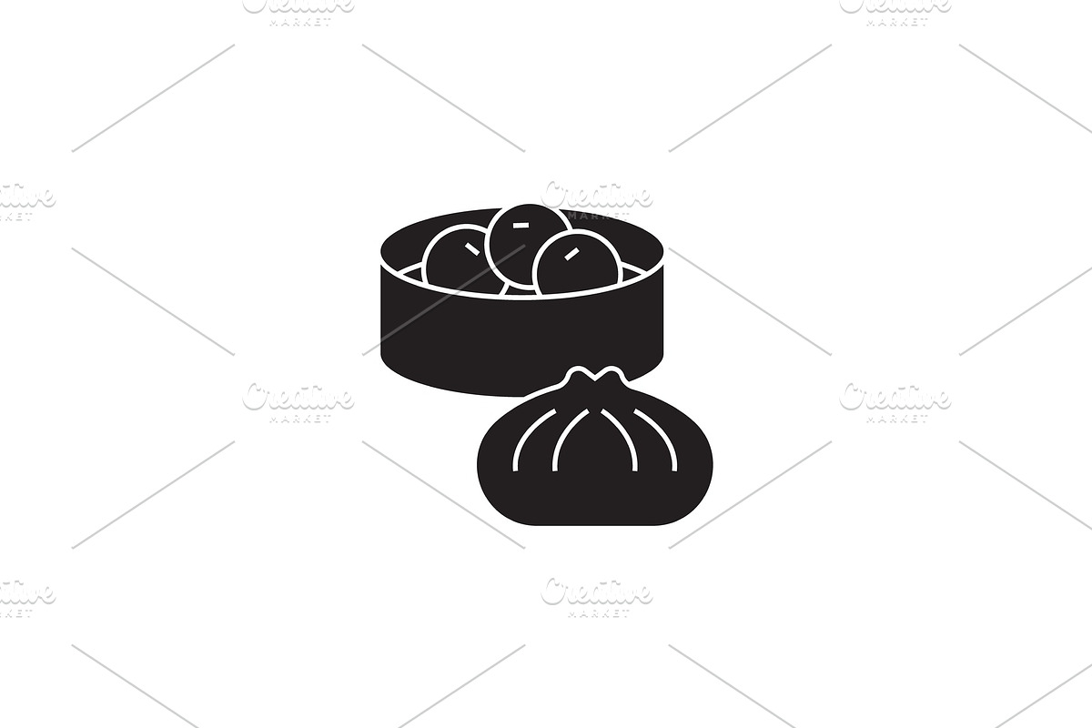 Wonton, dumplings black vector in Illustrations - product preview 8