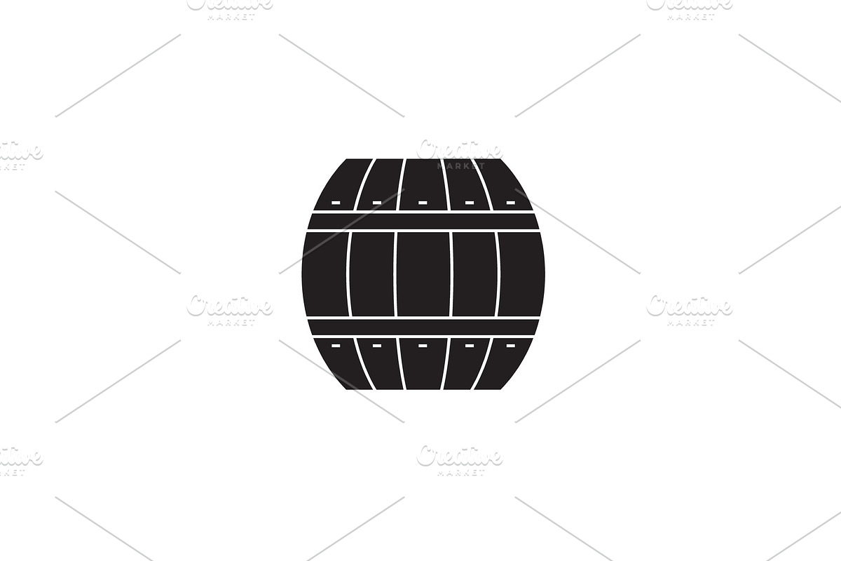Wood barrel black vector concept in Illustrations - product preview 8