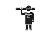 Worker with tools black vector