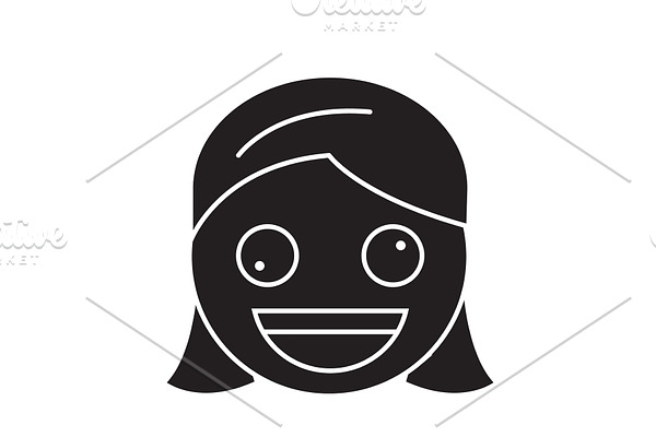 Zany face emoji black vector concept
