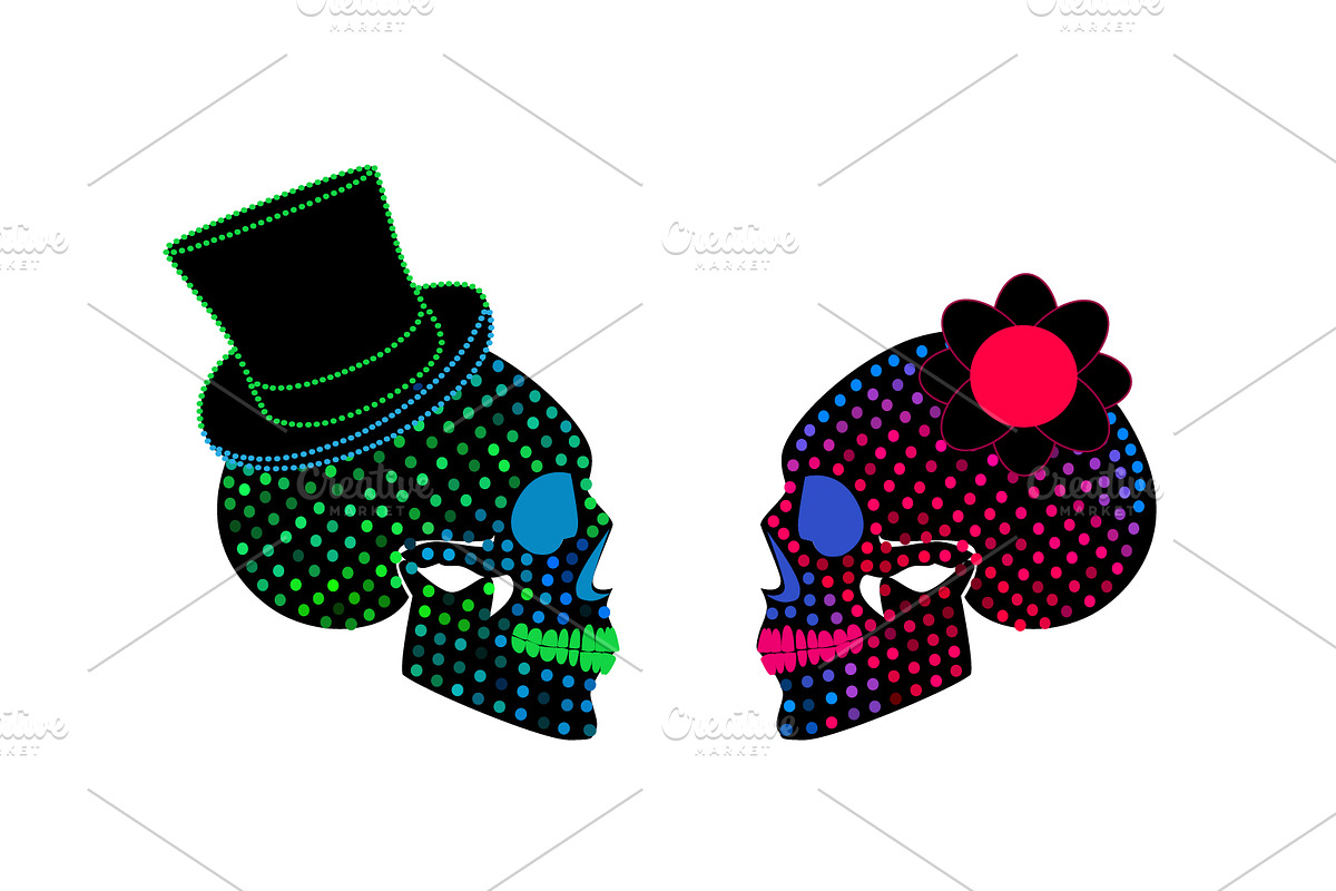 Skull icon wedding couple background in Graphics - product preview 8