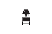 nightstand with a lamp black vector