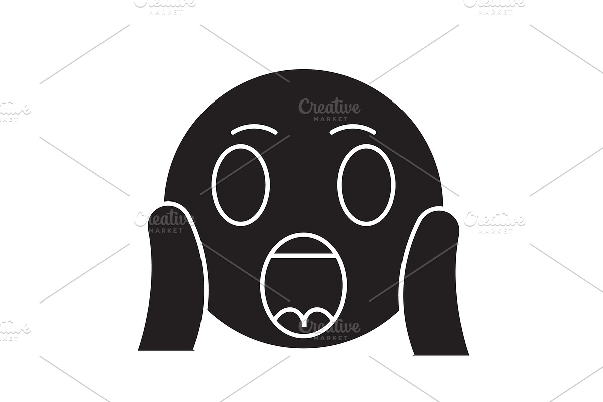 Face screaming emoji black vector in Illustrations - product preview 8