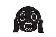 Face screaming emoji black vector