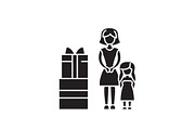 Family gifts black vector concept