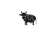 Farm cow black vector concept icon