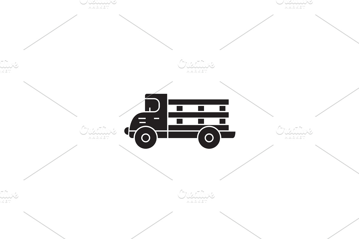 Farming truck black vector concept in Illustrations - product preview 8