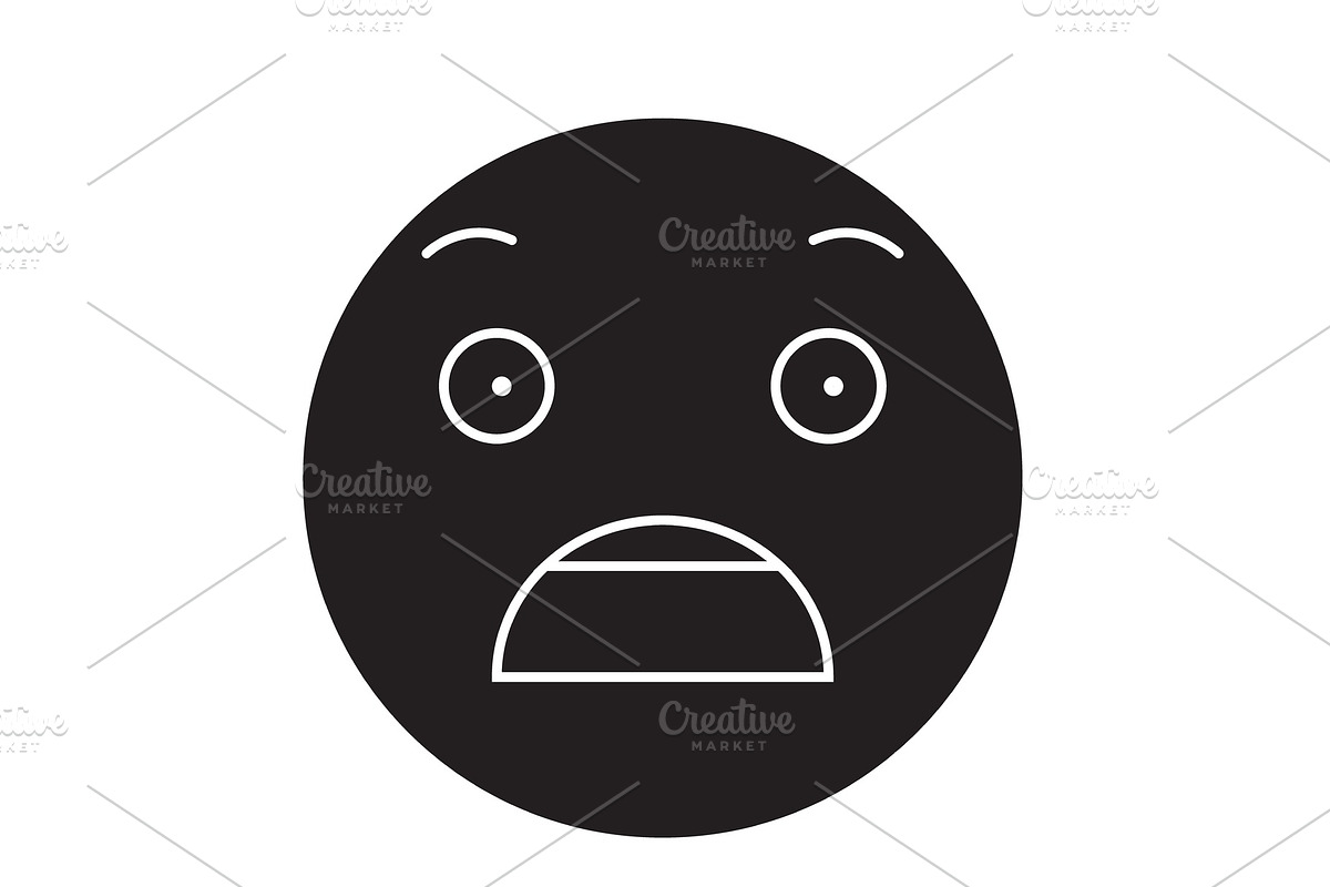 Fearful emoji black vector concept in Illustrations - product preview 8